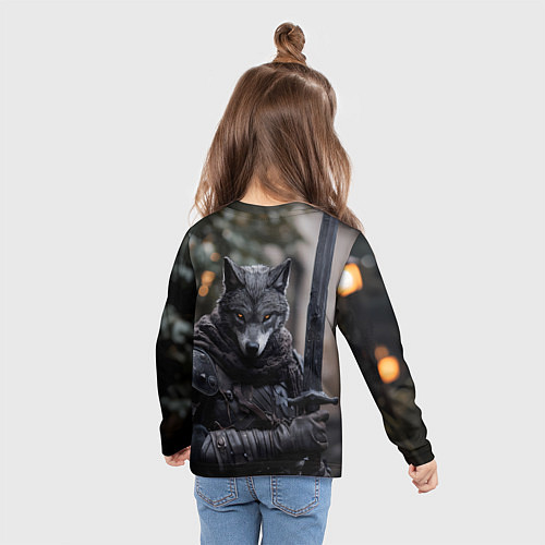 Детский лонгслив Волк с мечем война / 3D-принт – фото 6