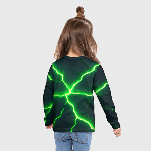 Детский лонгслив Зеленый неон из плит / 3D-принт – фото 6
