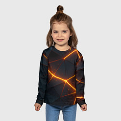 Лонгслив детский Оранжевые геометрические лучи, цвет: 3D-принт — фото 2