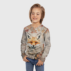 Лонгслив детский Лис в шерстяном шарфе, цвет: 3D-принт — фото 2