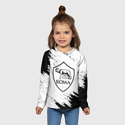 Лонгслив детский ROMA черно белые штрихи, цвет: 3D-принт — фото 2
