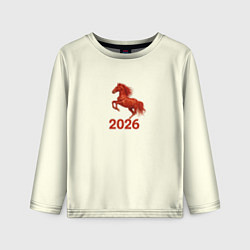Лонгслив детский Символ 2026 года красная огненная лошадь, цвет: 3D-принт