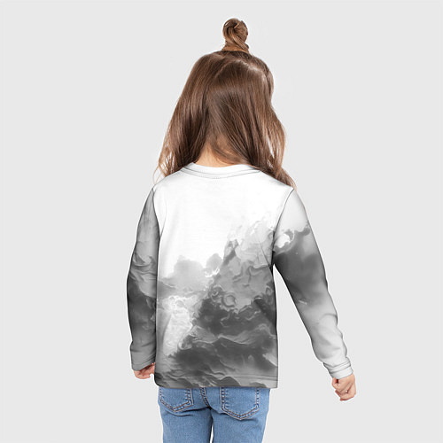 Детский лонгслив Geely на сером абстрактном фоне / 3D-принт – фото 6
