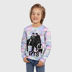 Лонгслив детский BTS черно-белый стиль, цвет: 3D-принт — фото 2