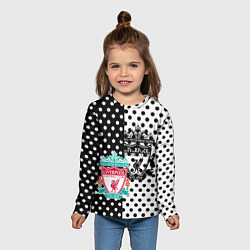 Лонгслив детский Liverpool черно белые точки, цвет: 3D-принт — фото 2