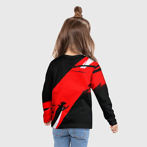 Детский лонгслив Арсенал геометрия полосы краски / 3D-принт – фото 6