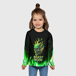 Лонгслив детский Режим зверя огненный череп, цвет: 3D-принт — фото 2