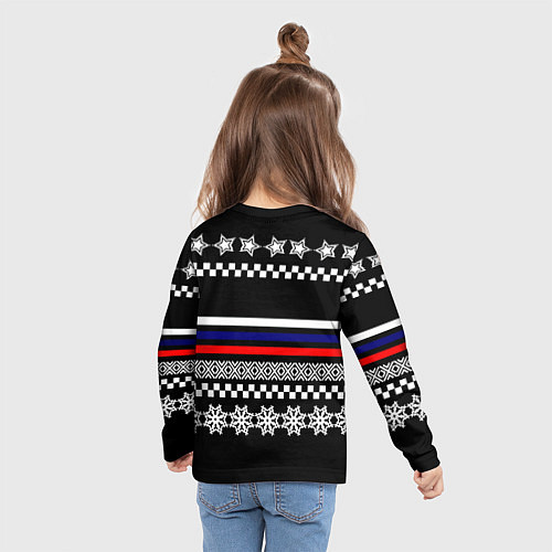 Детский лонгслив Ливерпуль текстура триколор зима / 3D-принт – фото 6