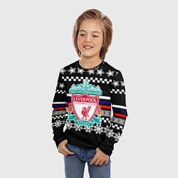 Лонгслив детский Ливерпуль текстура триколор зима, цвет: 3D-принт — фото 2