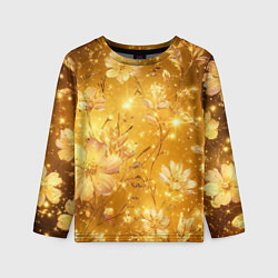 Детский лонгслив Цветочный золотой с искрами