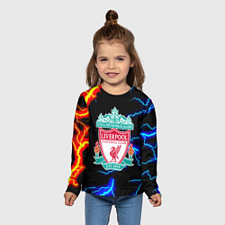 Лонгслив детский Ливерпуль шторм молнии, цвет: 3D-принт — фото 2