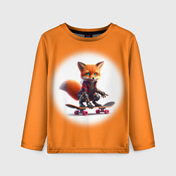 Лонгслив детский Cyber fox cub is a cool skateboarder - ai art, цвет: 3D-принт
