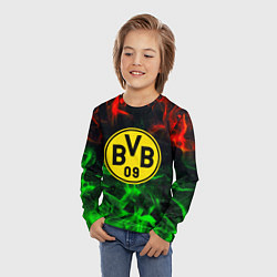 Лонгслив детский Borussia красно зеленый огонь, цвет: 3D-принт — фото 2