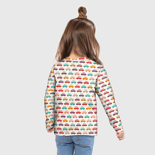 Детский лонгслив Цветные машинки паттерн / 3D-принт – фото 6