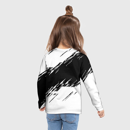 Детский лонгслив Borussia черно белые полосы / 3D-принт – фото 6