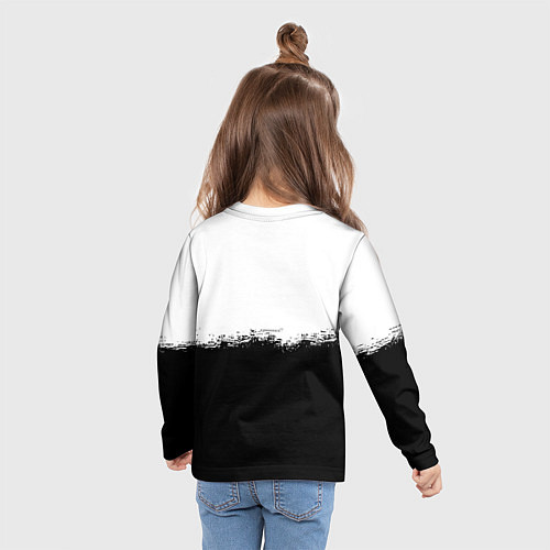 Детский лонгслив Liverpool краски черно белые / 3D-принт – фото 6