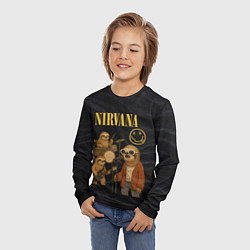 Лонгслив детский Ленивцы группа Nirvana, цвет: 3D-принт — фото 2