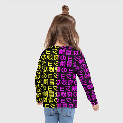 Детский лонгслив Ливерпуль японские символы паттерн / 3D-принт – фото 6