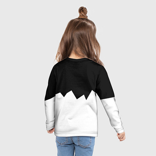 Детский лонгслив Ювентус черно белая геометрия / 3D-принт – фото 6