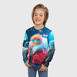 Лонгслив детский Розовая птичка в куртке, цвет: 3D-принт — фото 2