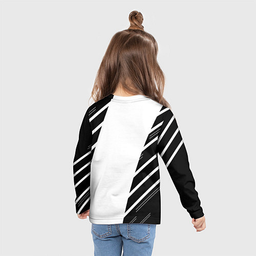 Детский лонгслив Ювентус полосы геометрия / 3D-принт – фото 6