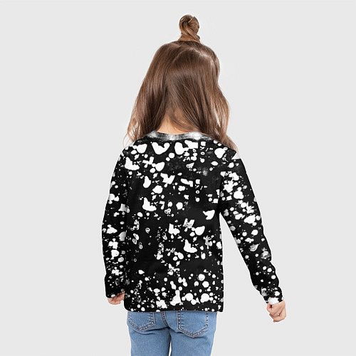 Детский лонгслив Ювентус белые краски текстура / 3D-принт – фото 6