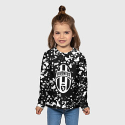 Лонгслив детский Ювентус белые краски текстура, цвет: 3D-принт — фото 2