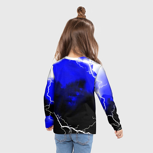 Детский лонгслив Ювентус шторм молнии текстура / 3D-принт – фото 6