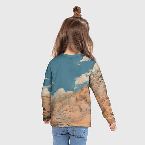 Детский лонгслив Fallout девушка и старое авто / 3D-принт – фото 6