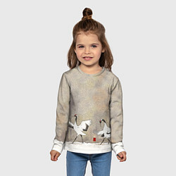 Лонгслив детский Журавли на снегу, цвет: 3D-принт — фото 2