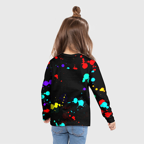 Детский лонгслив Ювентус брызги красок неон / 3D-принт – фото 6