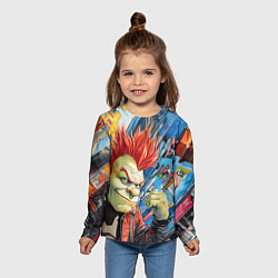 Лонгслив детский Панк Шрек на фоне домов, цвет: 3D-принт — фото 2