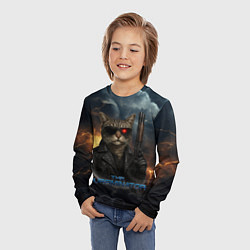 Лонгслив детский The purrminator кот терминатор, цвет: 3D-принт — фото 2