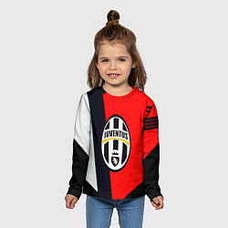 Лонгслив детский Ювентус геометрия полосы спорт, цвет: 3D-принт — фото 2