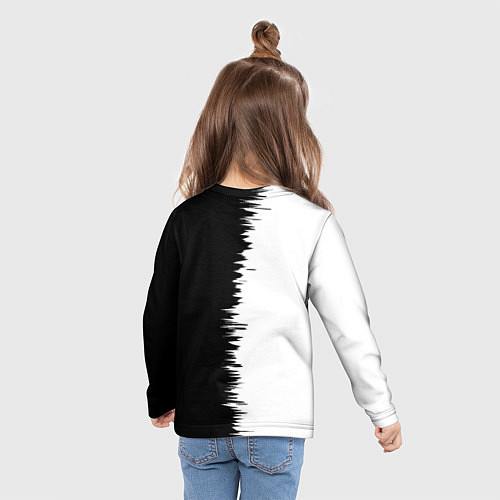 Детский лонгслив Бавария Мюнхен черно белые штрихи / 3D-принт – фото 6