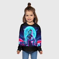 Лонгслив детский Космонавты Рик и Морти - неоновый космос, цвет: 3D-принт — фото 2