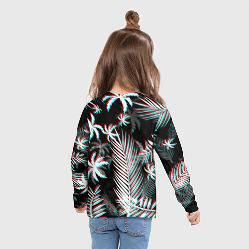 Детский лонгслив Манчестер Юнайтед тропики глитч / 3D-принт – фото 6