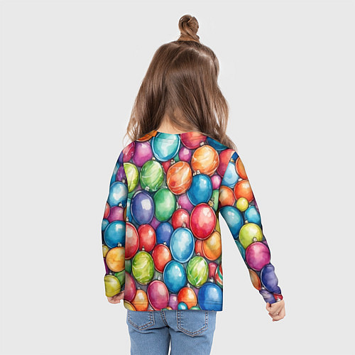 Детский лонгслив Россыпь новогодних шаров / 3D-принт – фото 6