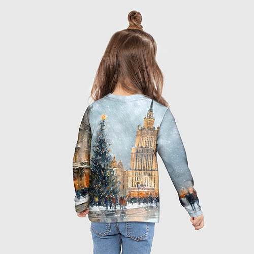 Детский лонгслив Новогодняя Москва / 3D-принт – фото 6