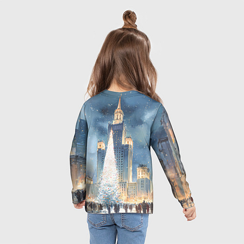 Детский лонгслив Новый год в Москве / 3D-принт – фото 6