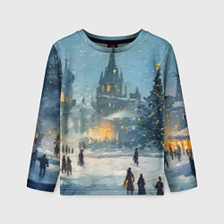 Лонгслив детский Новогодняя елка в Москве, цвет: 3D-принт