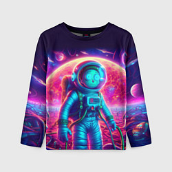 Лонгслив детский Морти в одиночестве на неоновой планете, цвет: 3D-принт