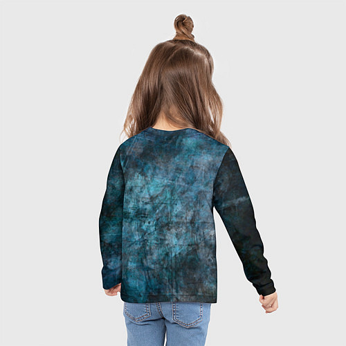 Детский лонгслив Абстракция - dark blue / 3D-принт – фото 6