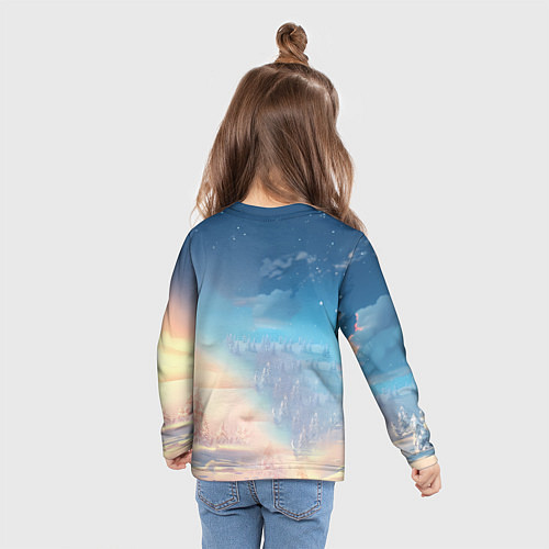 Детский лонгслив Радостный новогодний конь / 3D-принт – фото 6