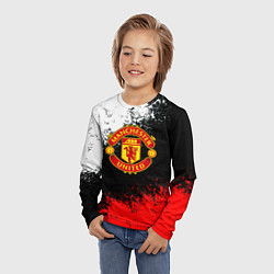 Лонгслив детский Манчестер Юнайтед краски всплеск, цвет: 3D-принт — фото 2