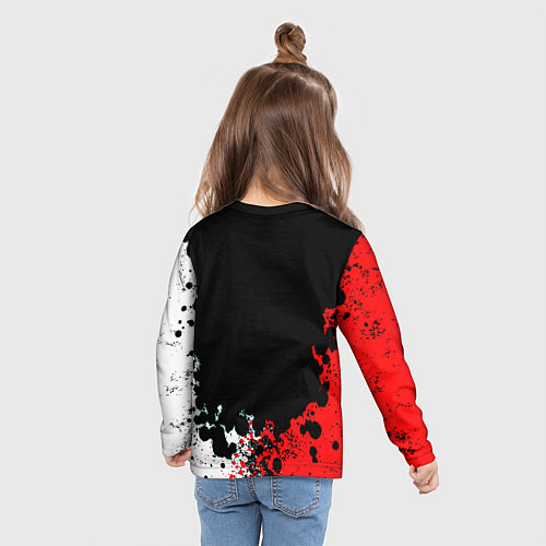 Детский лонгслив Манчестер Юнайтед краски абстрактные / 3D-принт – фото 6