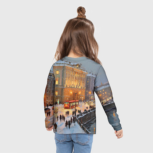 Детский лонгслив Предновогодний Санкт-Петербург / 3D-принт – фото 6