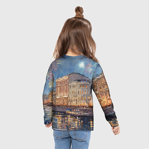 Детский лонгслив Новогодний салют в Питере / 3D-принт – фото 6