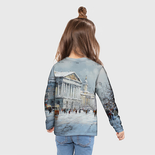 Детский лонгслив Зимний Питер красками / 3D-принт – фото 6