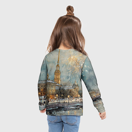 Детский лонгслив Новогодний салют в Питере / 3D-принт – фото 6